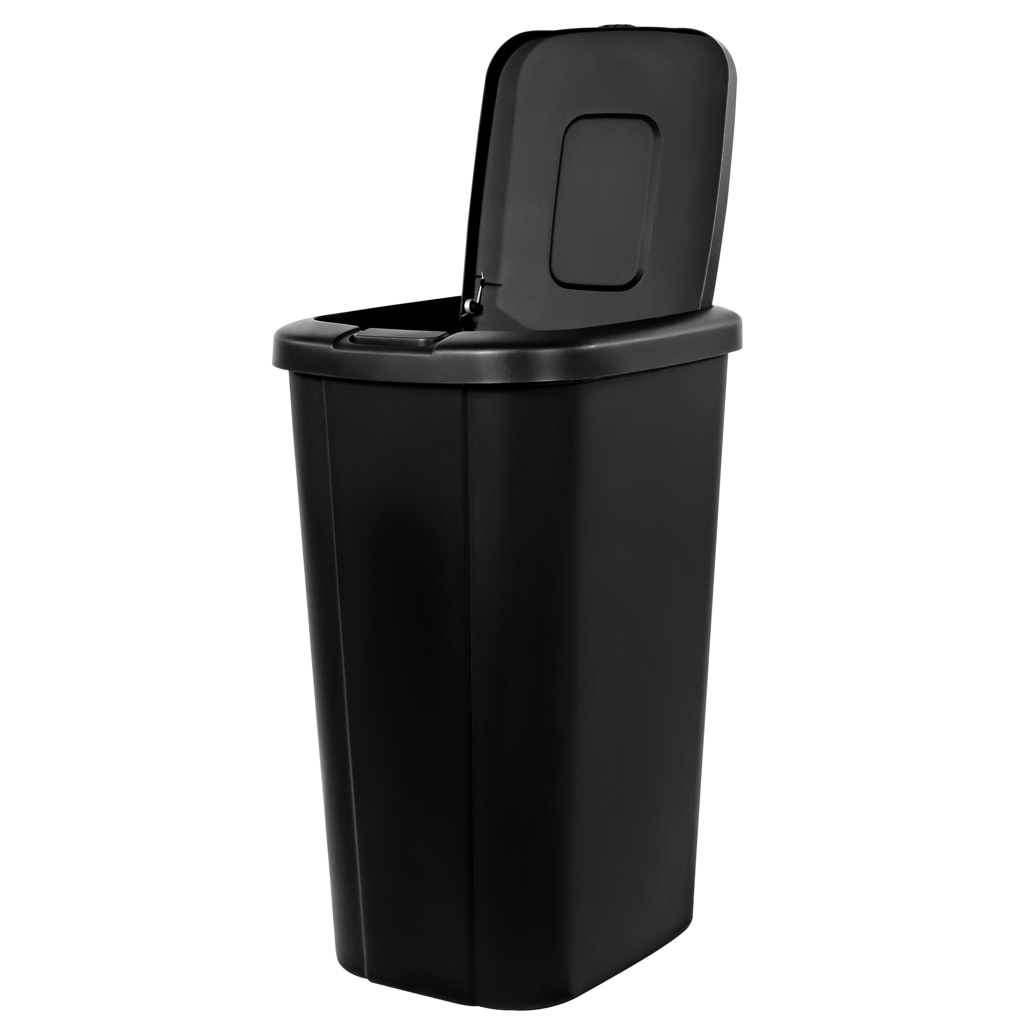 Lid Trash Can, Black with Decorative Texture